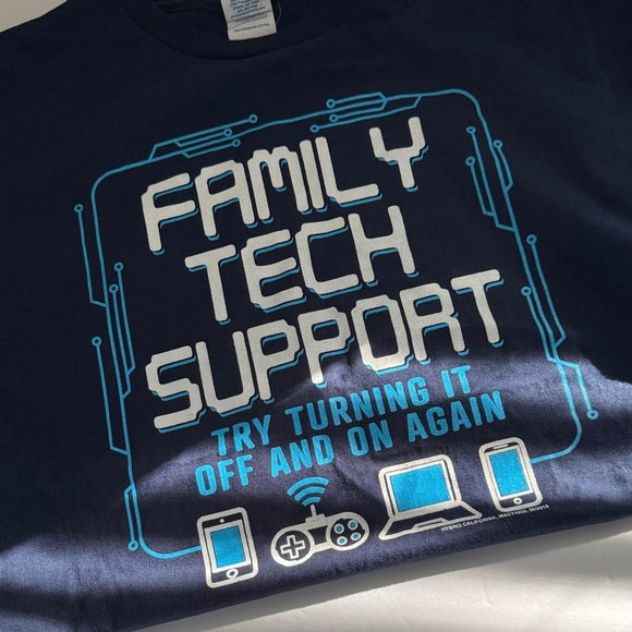 delta apparel Other - Delta Navy Blue Kids Tee with White and Aqua Tech Graphic